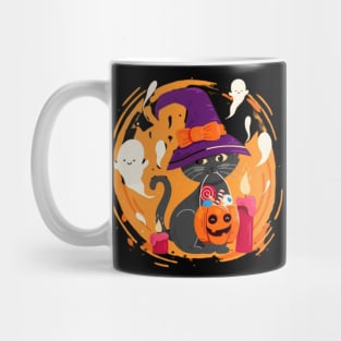 Catoween Halloween Cat Pumpkin And Candles Mug